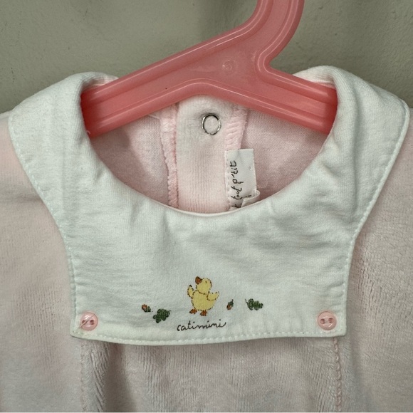 CATIMINI Paris Vintage Baby Girl Velour Romper Sleeper One Piece Pink - Picture 4 of 16